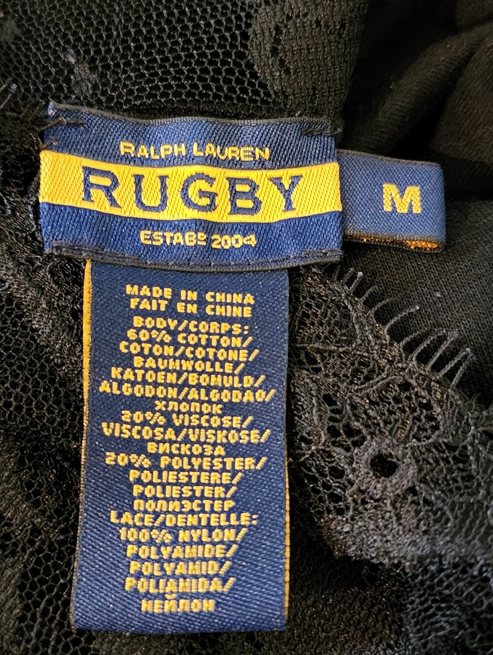 VINTAGE ARCHIVE Rugby Ralph Lauren Black Lace Ruched Blouse-RARE Y2K-Medium - Picture 11 of 12